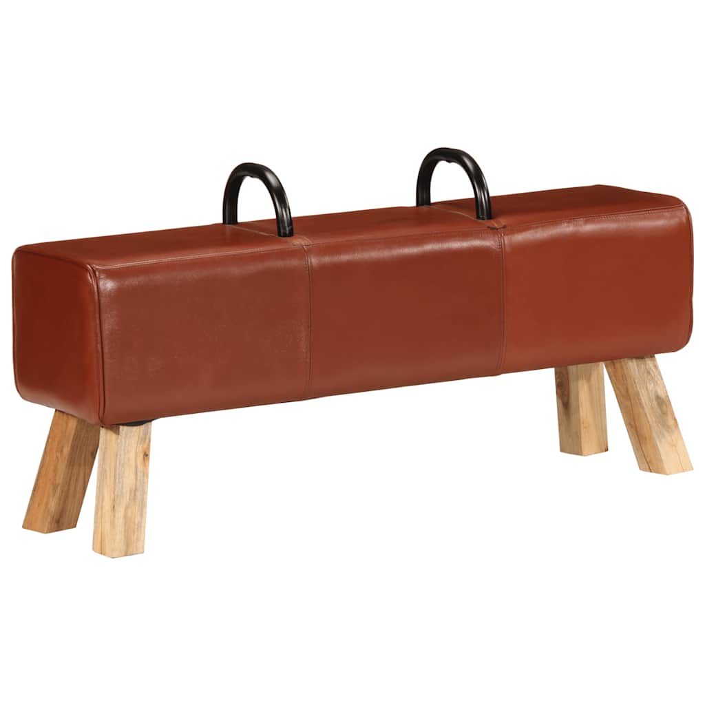 Banco de ginásio 110 cm couro genuíno castanho