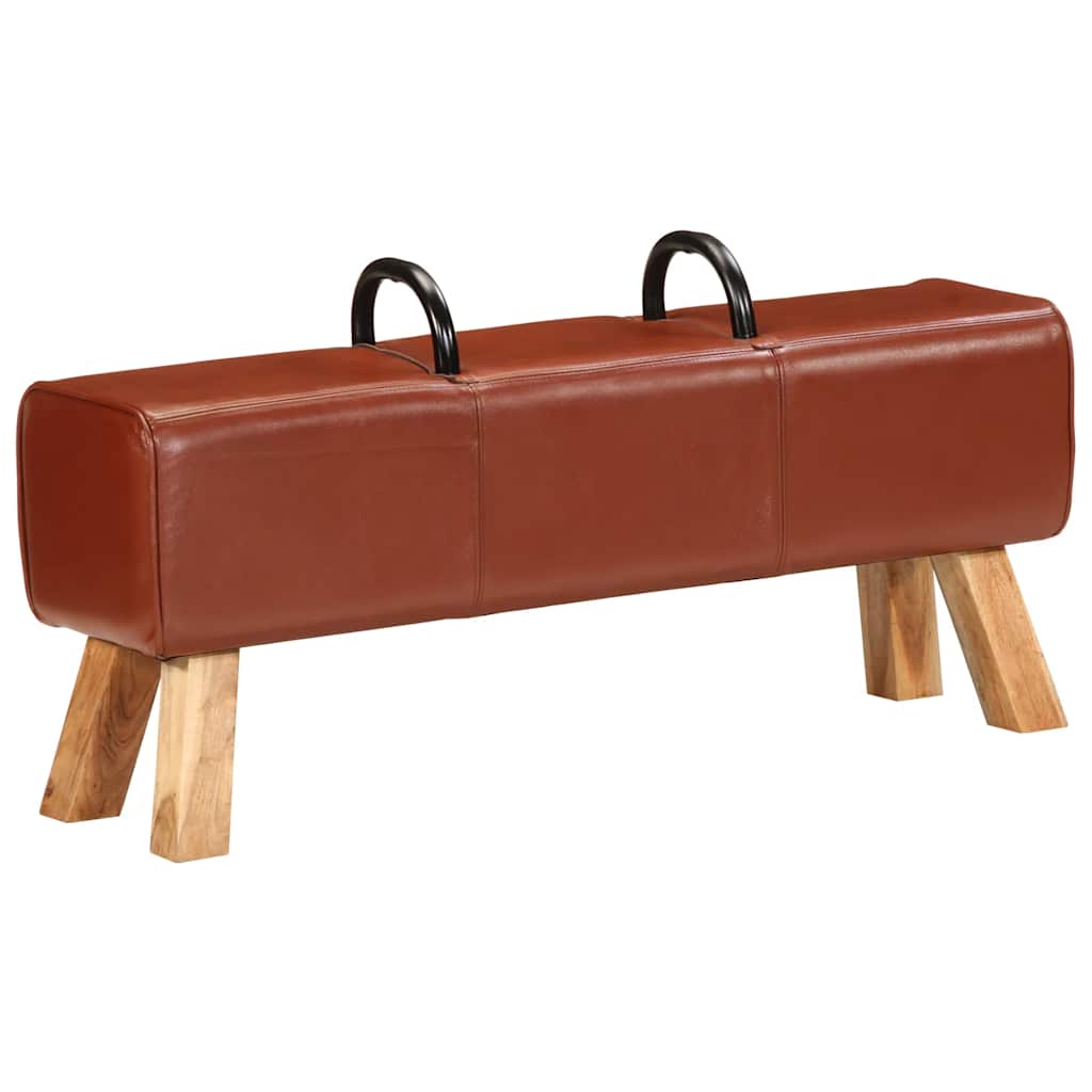 Banco de ginásio 110 cm couro genuíno castanho
