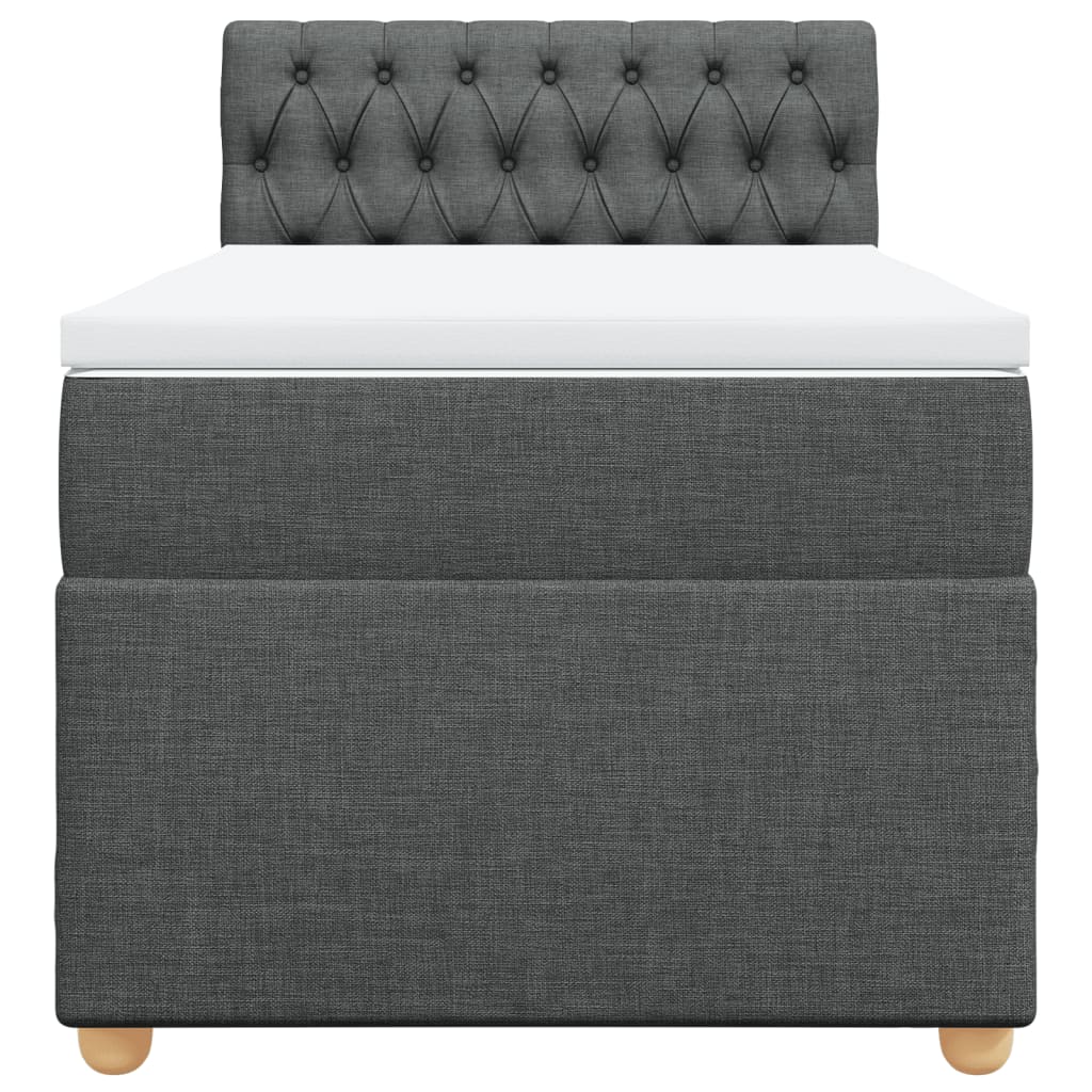 Cama com molas/colchão 100x200 cm tecido cinza-escuro