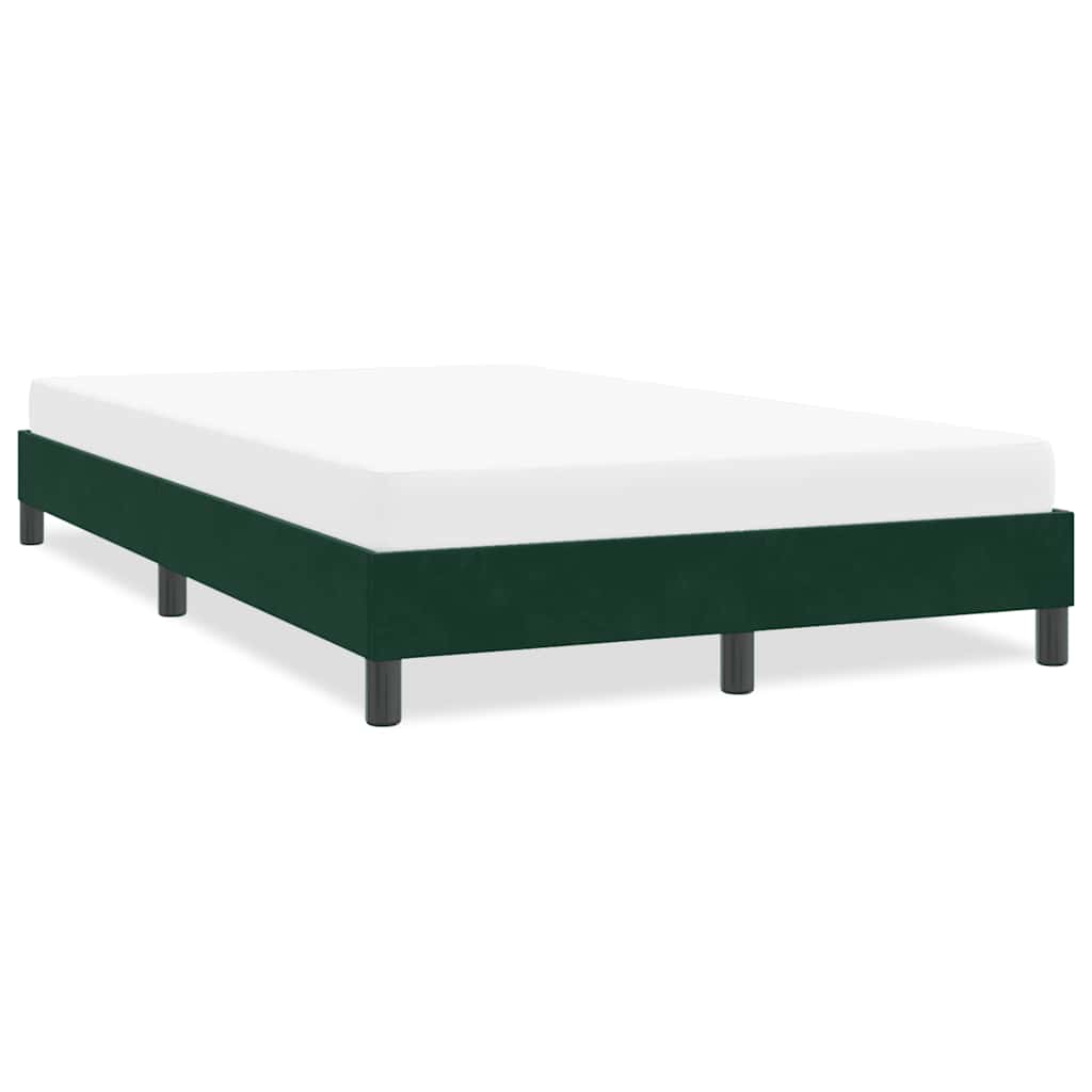 Estrutura de cama sem colchão 120x220 cm veludo verde-escuro