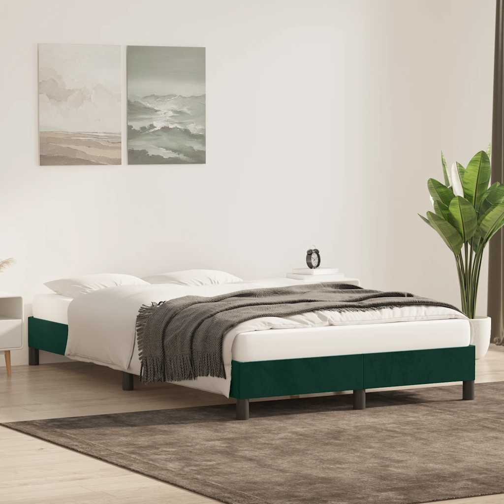 Estrutura de cama sem colchão 120x220 cm veludo verde-escuro