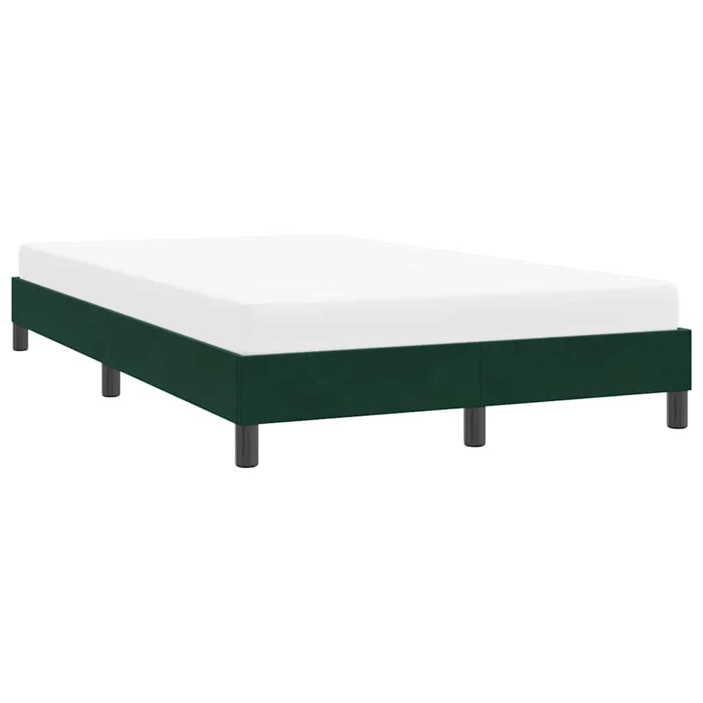 Estrutura de cama sem colchão 120x220 cm veludo verde-escuro