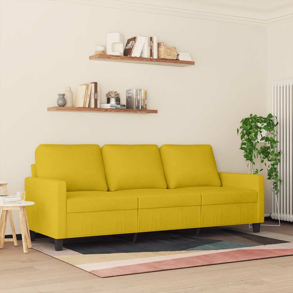 Sofá de 3 lugares 180 cm veludo amarelo