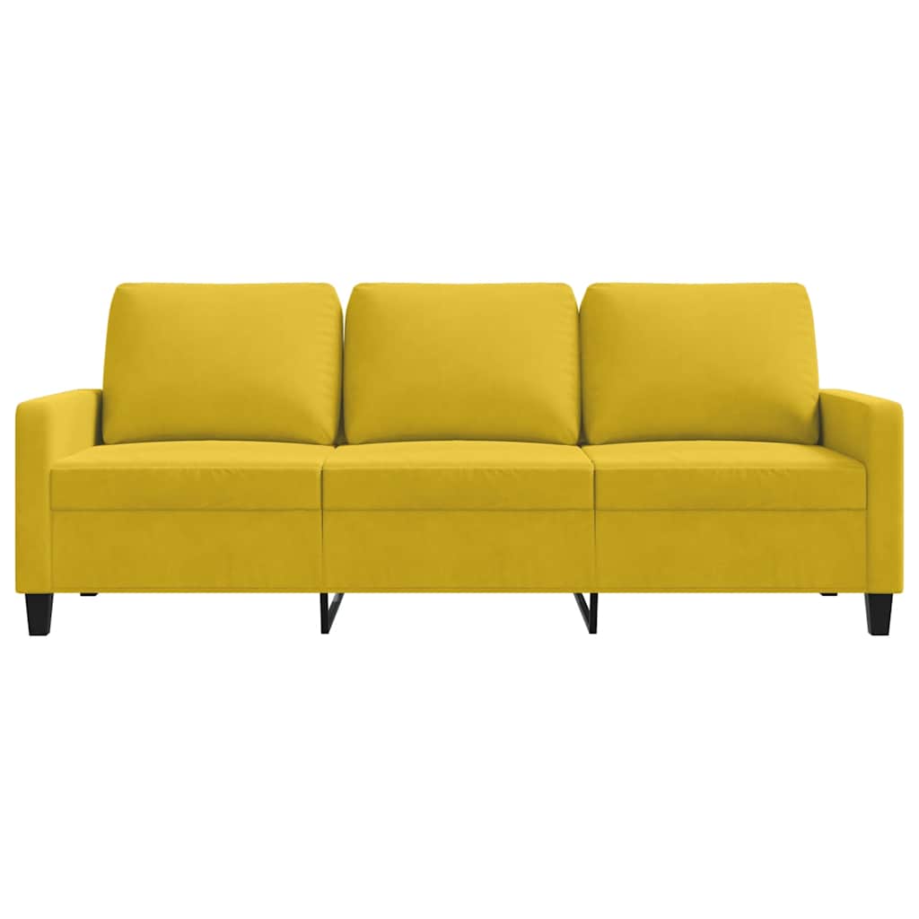 Sofá de 3 lugares 180 cm veludo amarelo