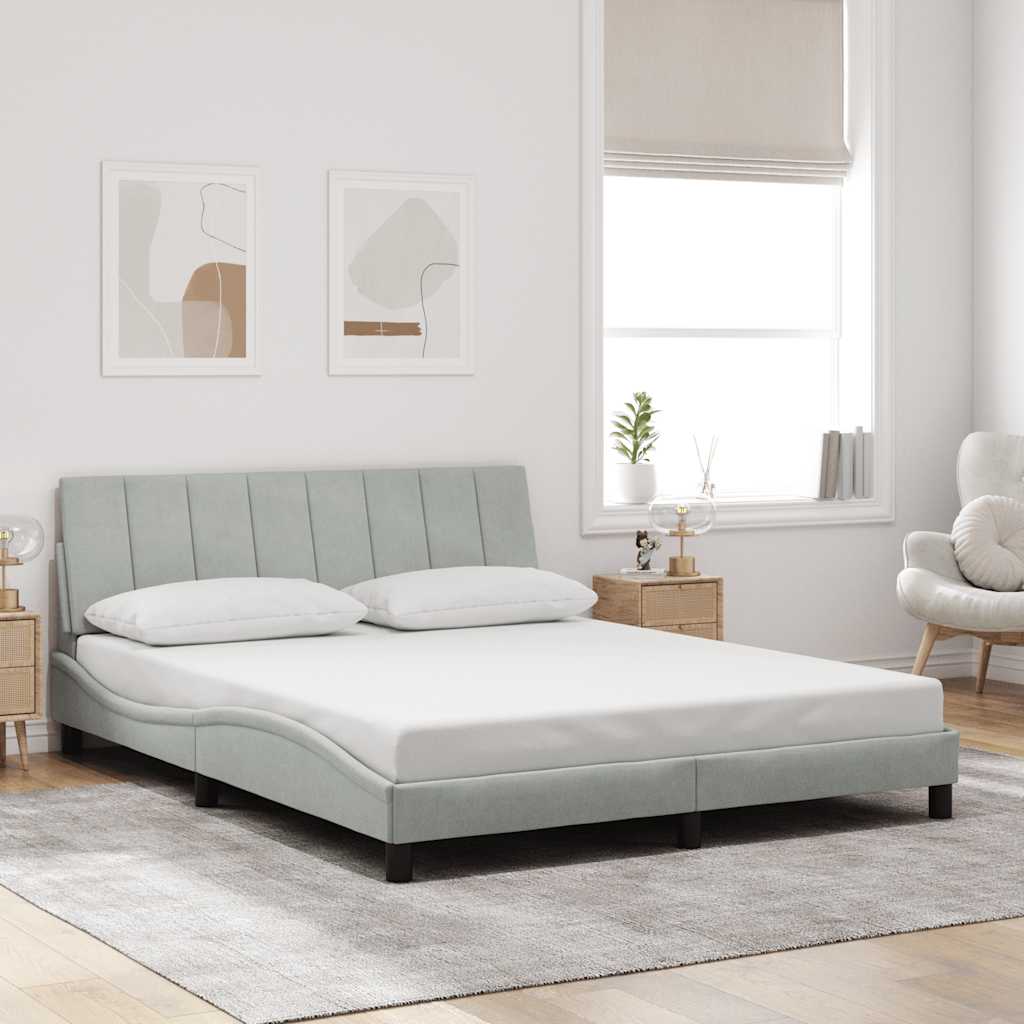 Estrutura de cama sem colchão hanko 160x200 cm veludo cinzento-claro