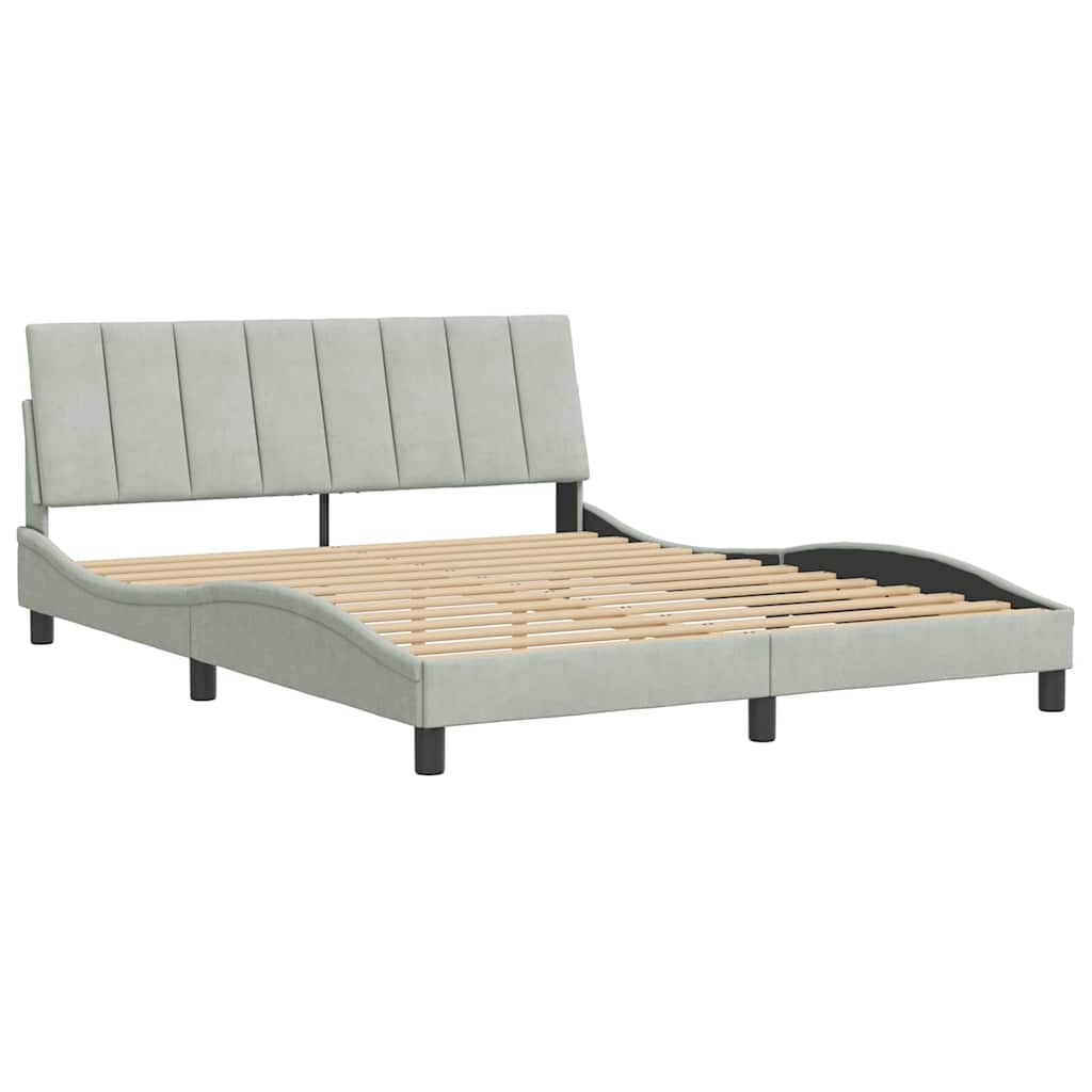 Estrutura de cama sem colchão hanko 160x200 cm veludo cinzento-claro