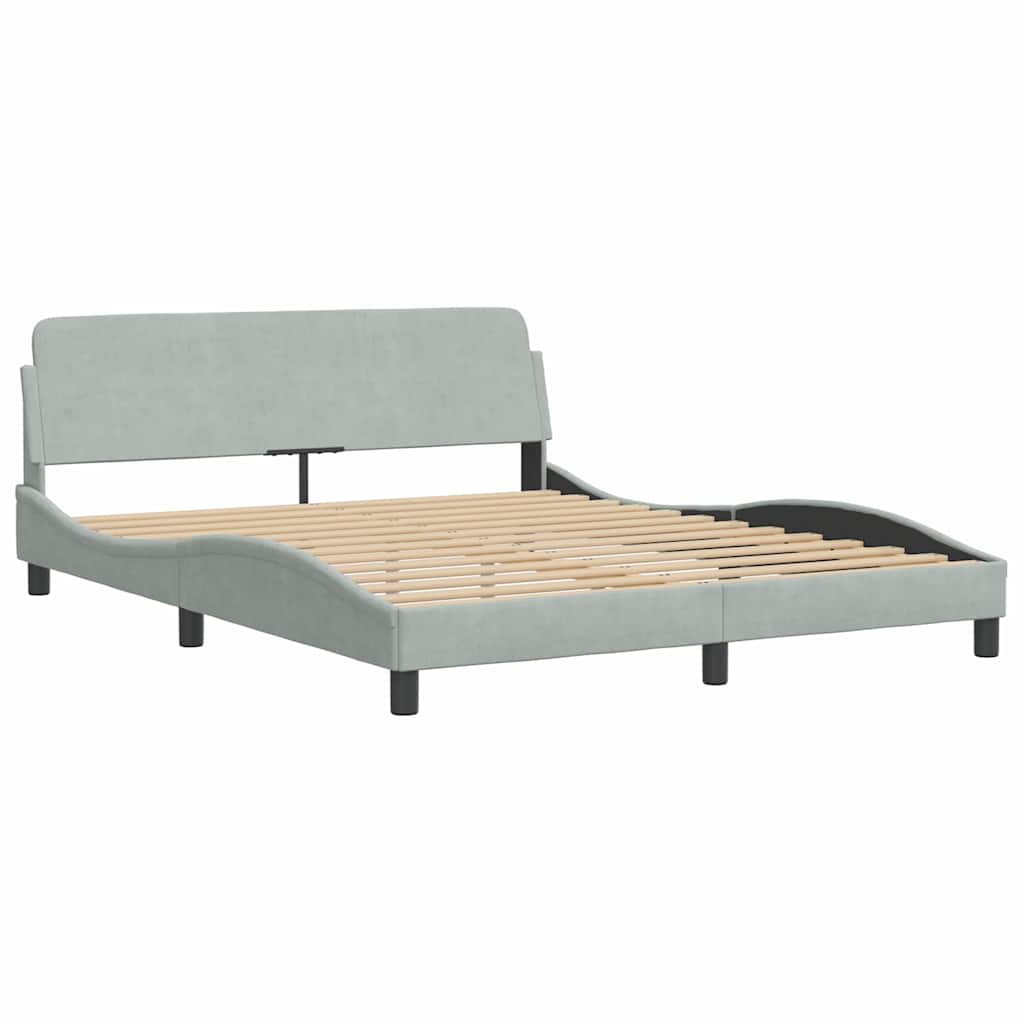 Estrutura de cama sem colchão hanko 160x200 cm veludo cinzento-claro