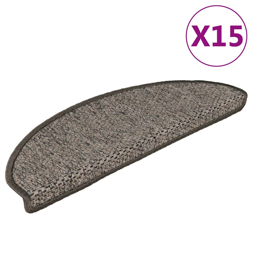 Tapetes escada adesivos aspeto sisal 15 pcs cinzento/bege