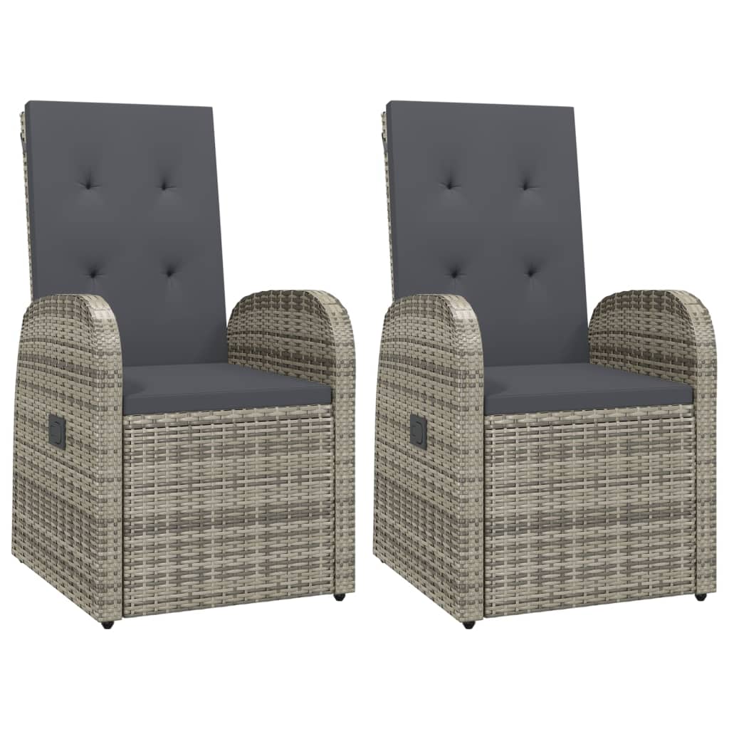 3 Pcs conjunto de jantar p/ jardim c/ almofadões vime PE cinza