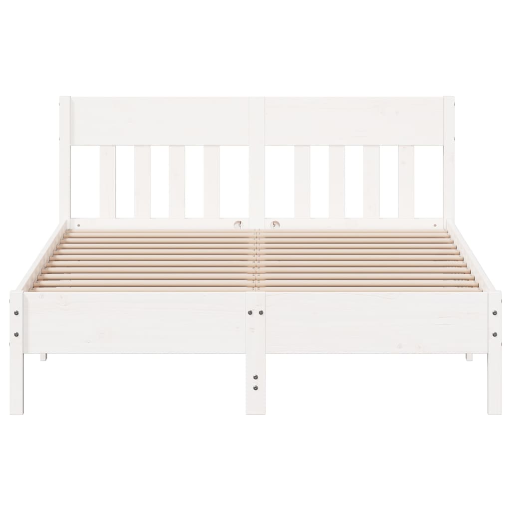Cama sem colchão 160x200 cm madeira de pinho maciça branco