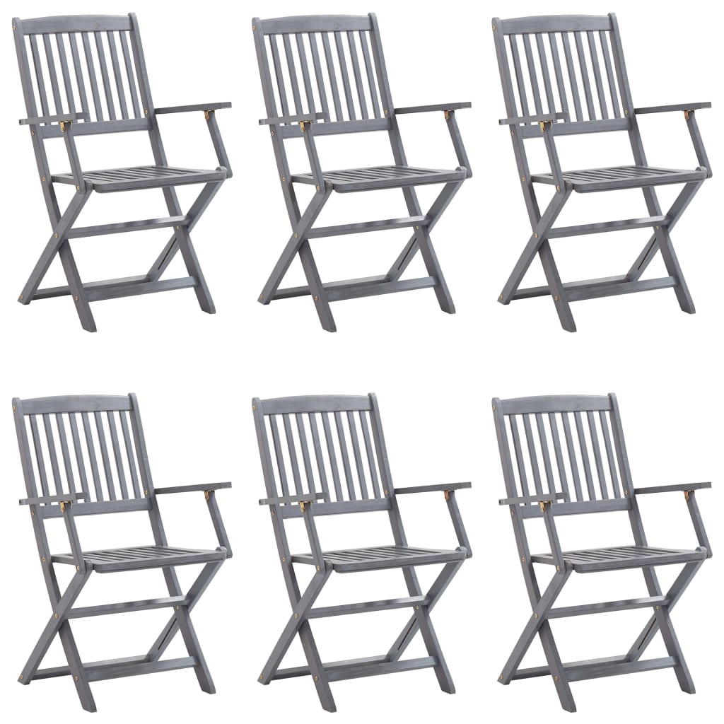 Cadeiras exterior dobráveis c/ almofadões 6 pcs acácia maciça