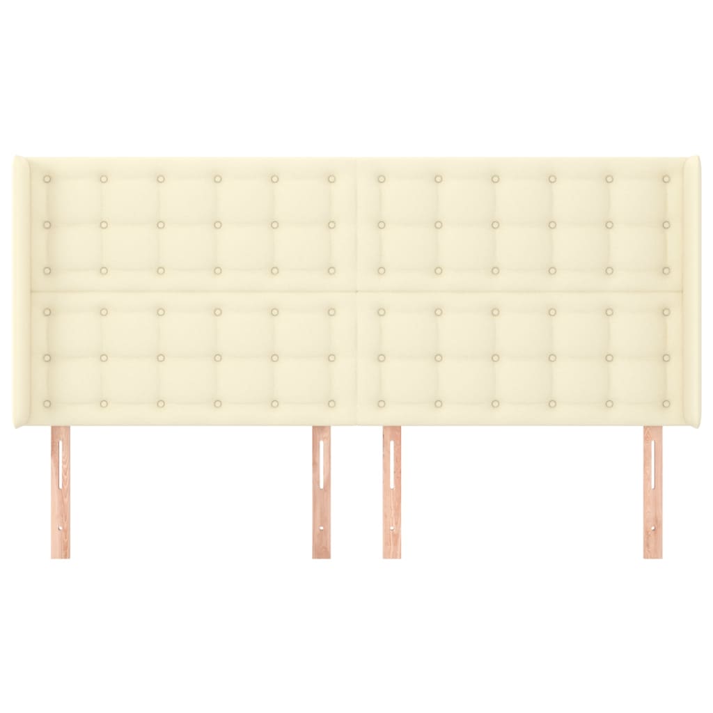 Cabeceira cama c/ abas couro artificial 163x16x118/128 cm creme
