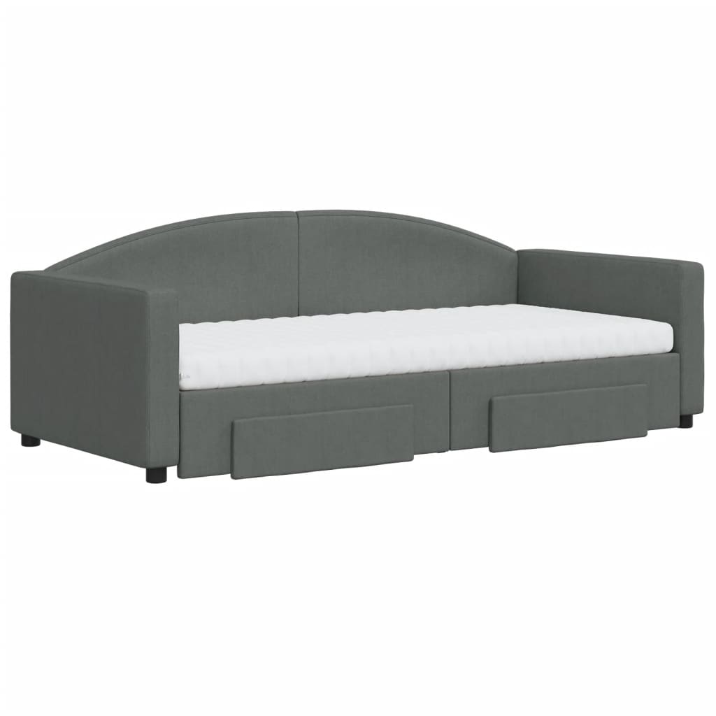 Sofá-cama c/ gavetão e gavetas 90x190 cm tecido cinzento-escuro