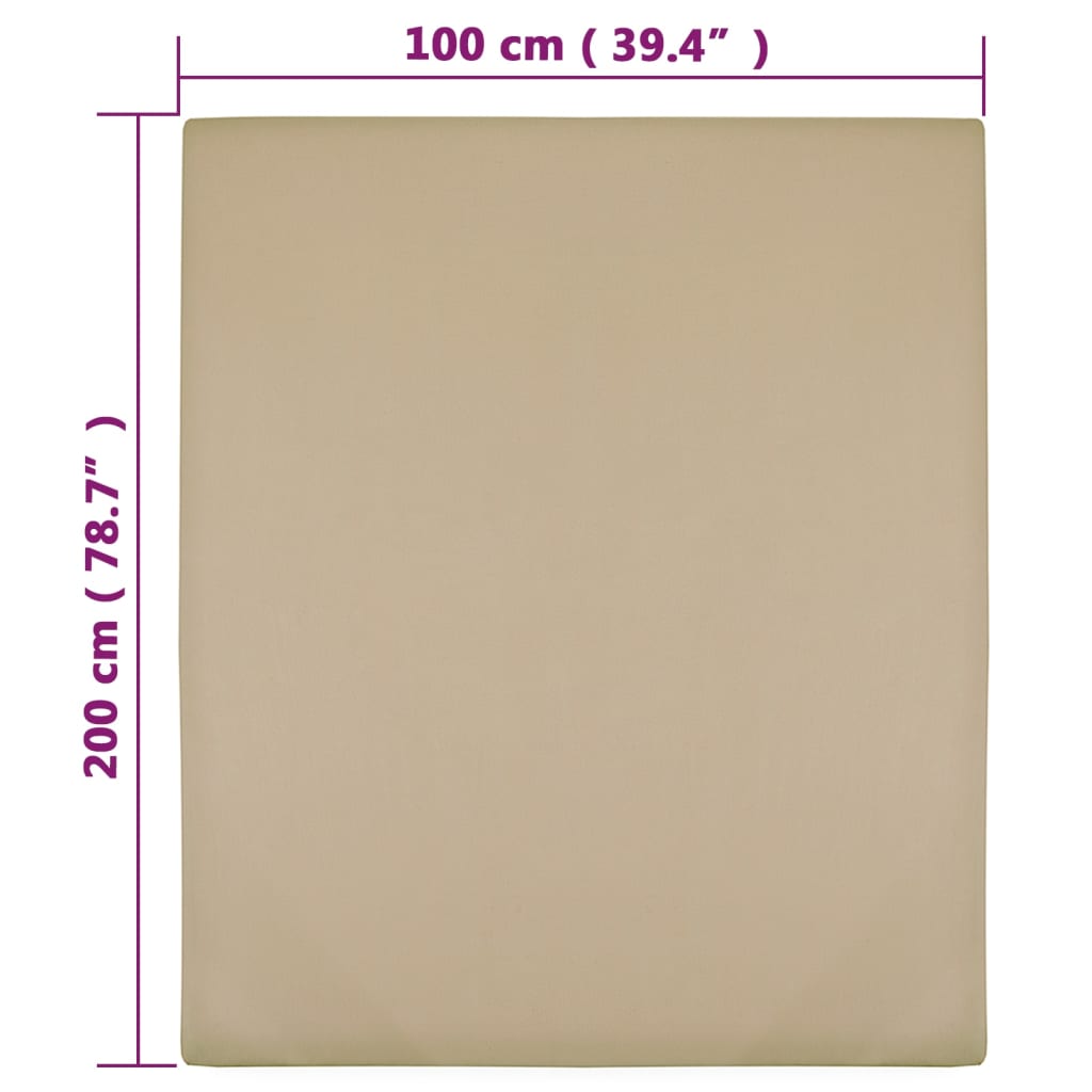Lençol ajustável 100x200 cm algodão jersey cinza-acastanhado