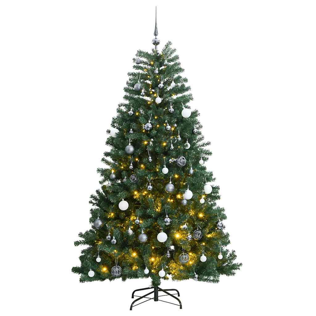 Árvore natal artificial articulada c/ 300 luzes LED+bolas 240cm