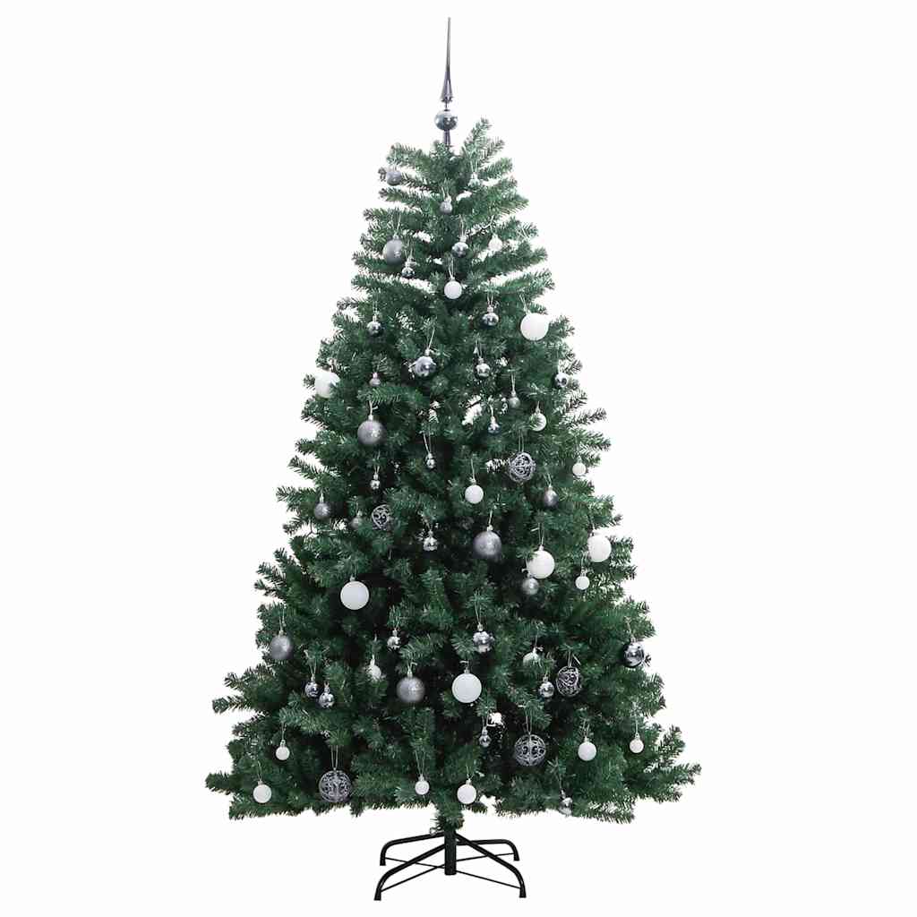 Árvore natal artificial articulada c/ 300 luzes LED+bolas 240cm