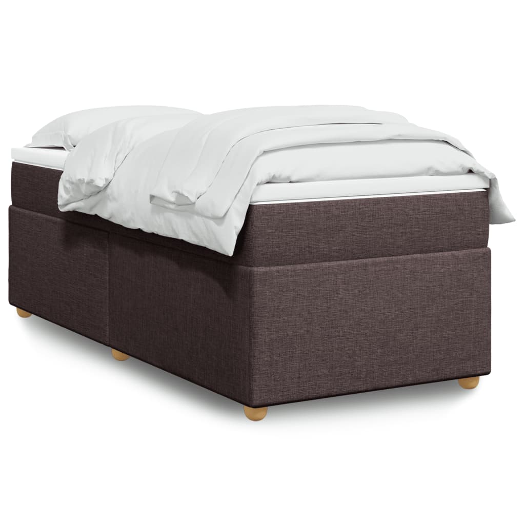 Cama com molas/colchão 100x200 cm tecido castanho-escuro