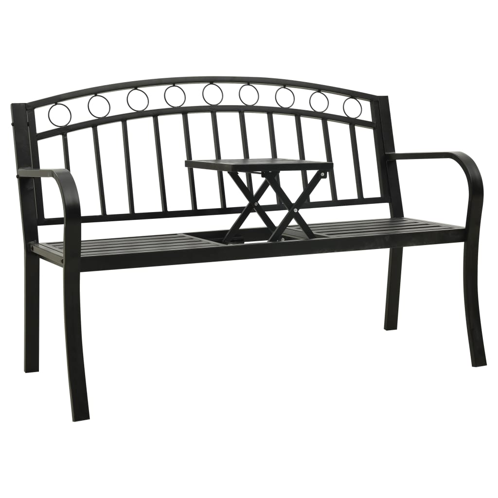 Banco de jardim com mesa 120 cm aço preto