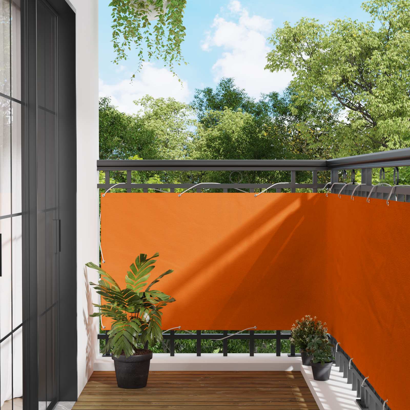 Tela de varanda laranja 100 x 700 cm tecido oxford