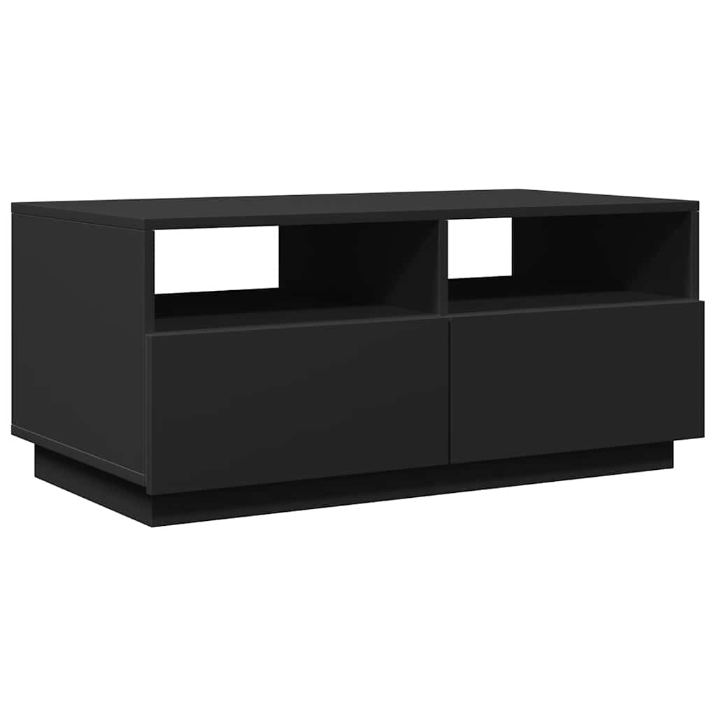 Mesa de centro com luzes LED 90x49x40 cm preto