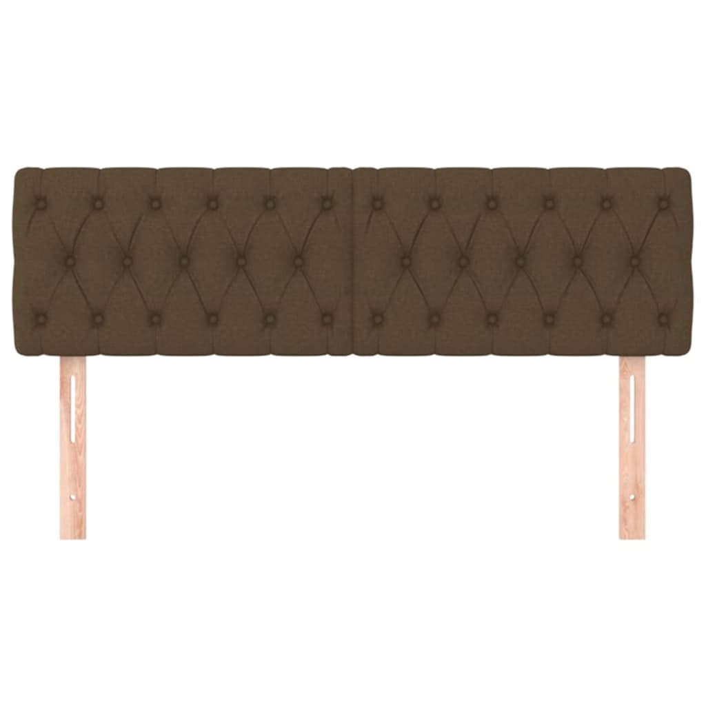 Cabeceiras castanho-escuro 144x7x78/88 cm tecido