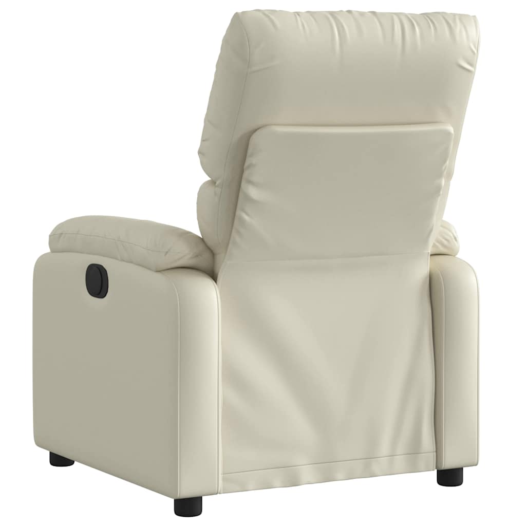 Poltrona de massagem reclinável em couro sintético creme