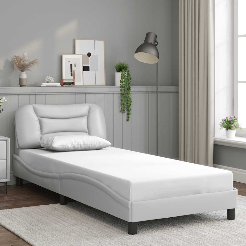 Estrutura de cama sem colchão hvar 90x200 cm couro artificial branco