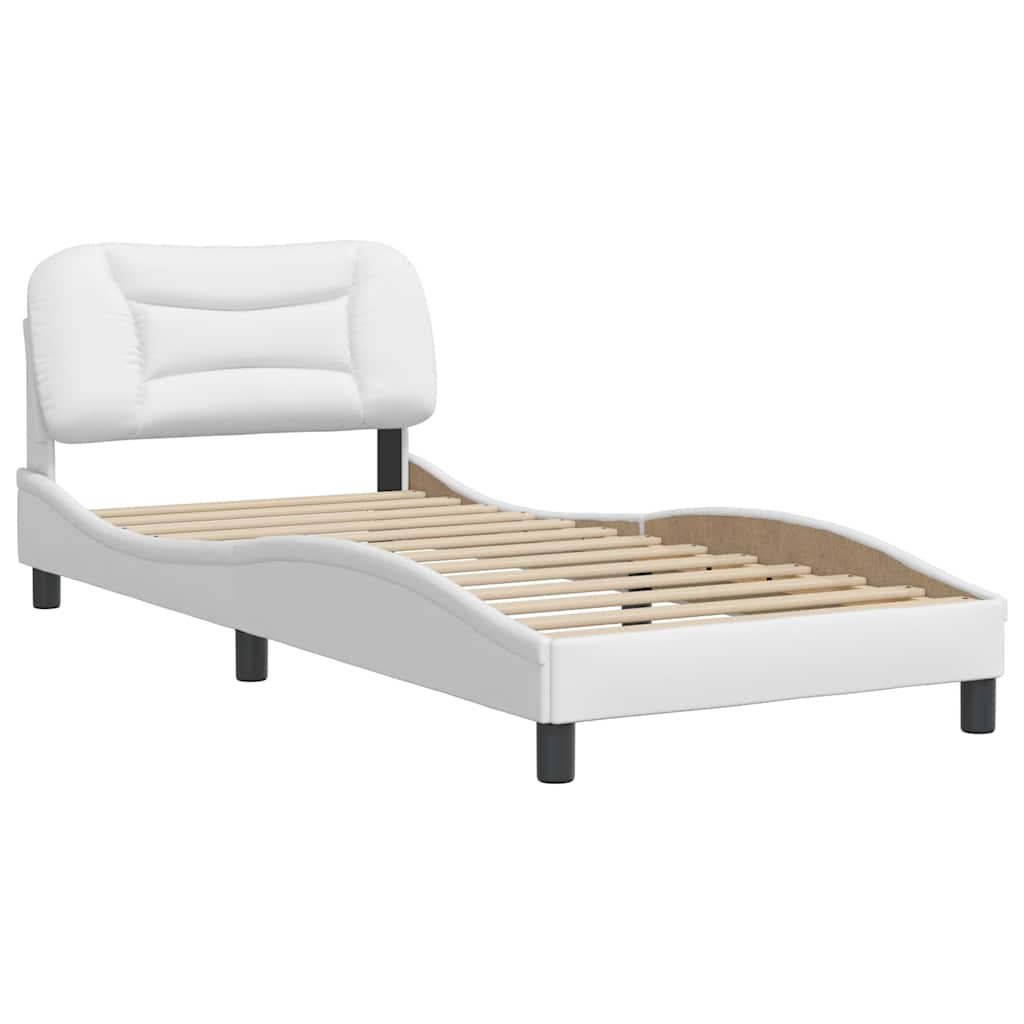 Estrutura de cama sem colchão hvar 90x200 cm couro artificial branco