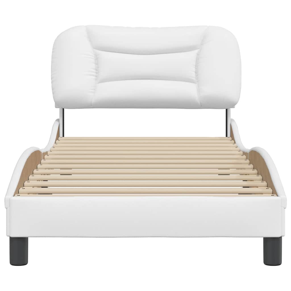Estrutura de cama sem colchão hvar 90x200 cm couro artificial branco