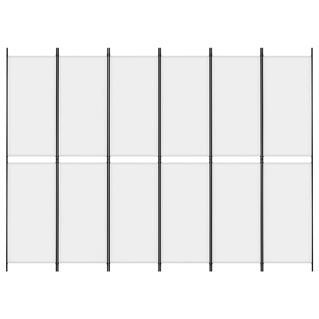 Divisória/biombo com 6 painéis 300x220 cm tecido branco