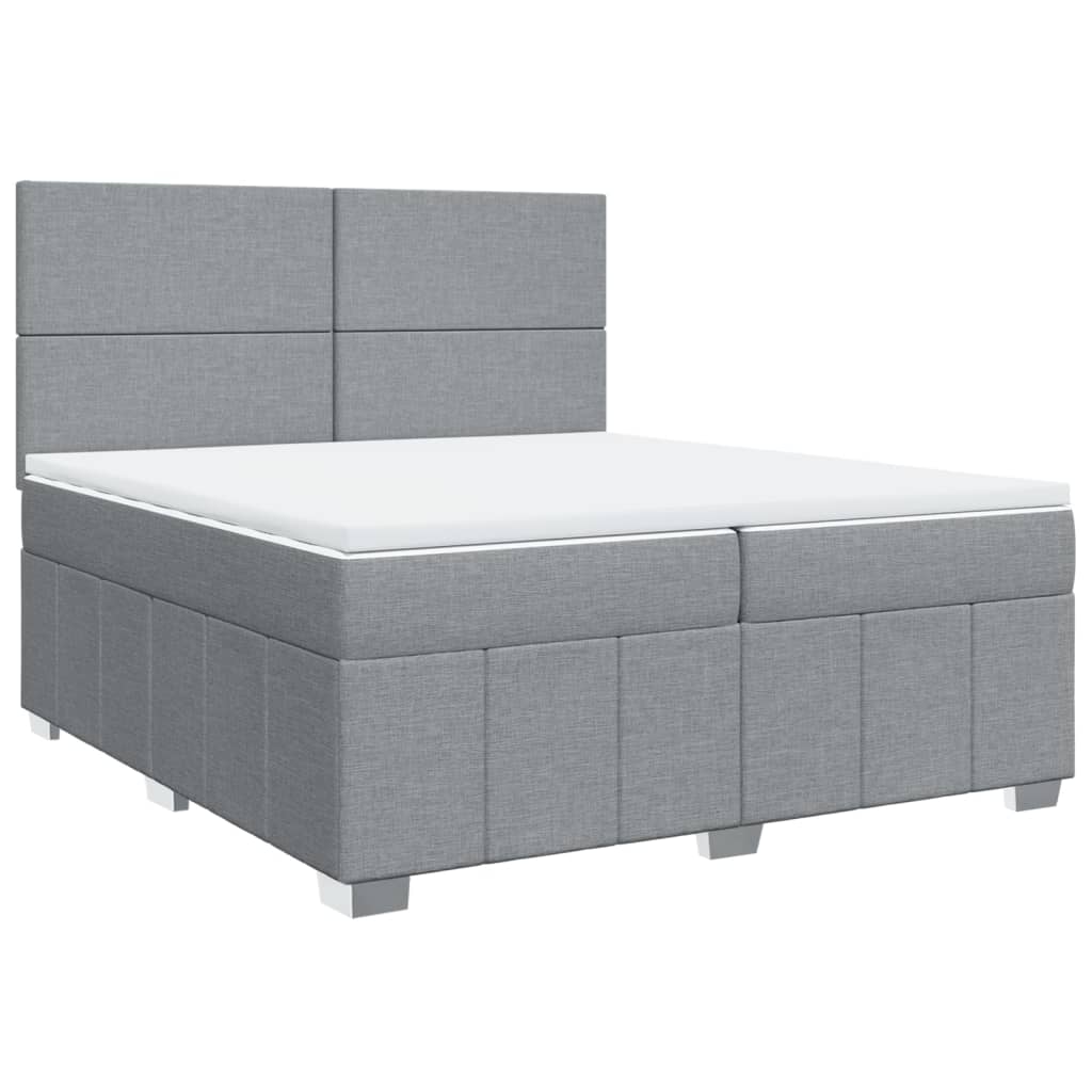 Cama com molas/colchão 200x200 cm tecido cinza-claro