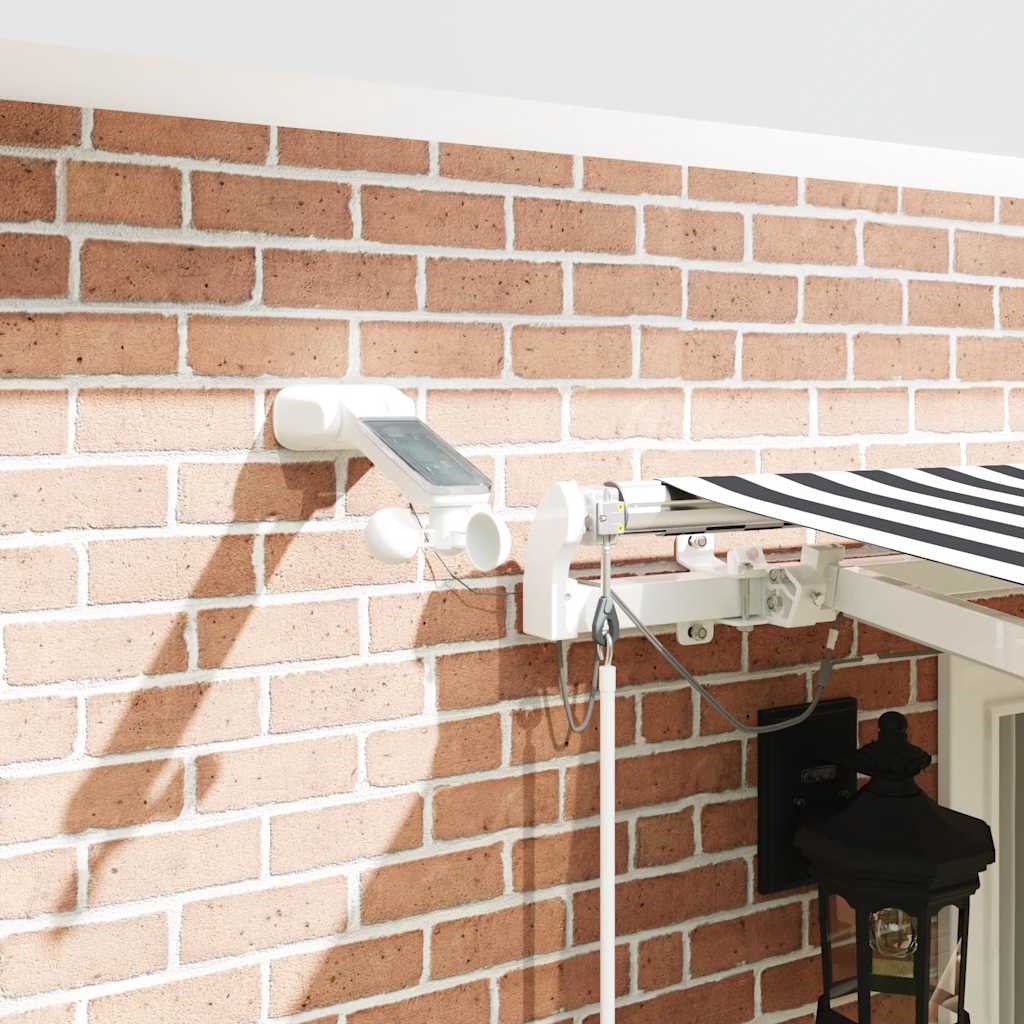 Toldo retrátil automático com LED 400x300 cm antracite/branco