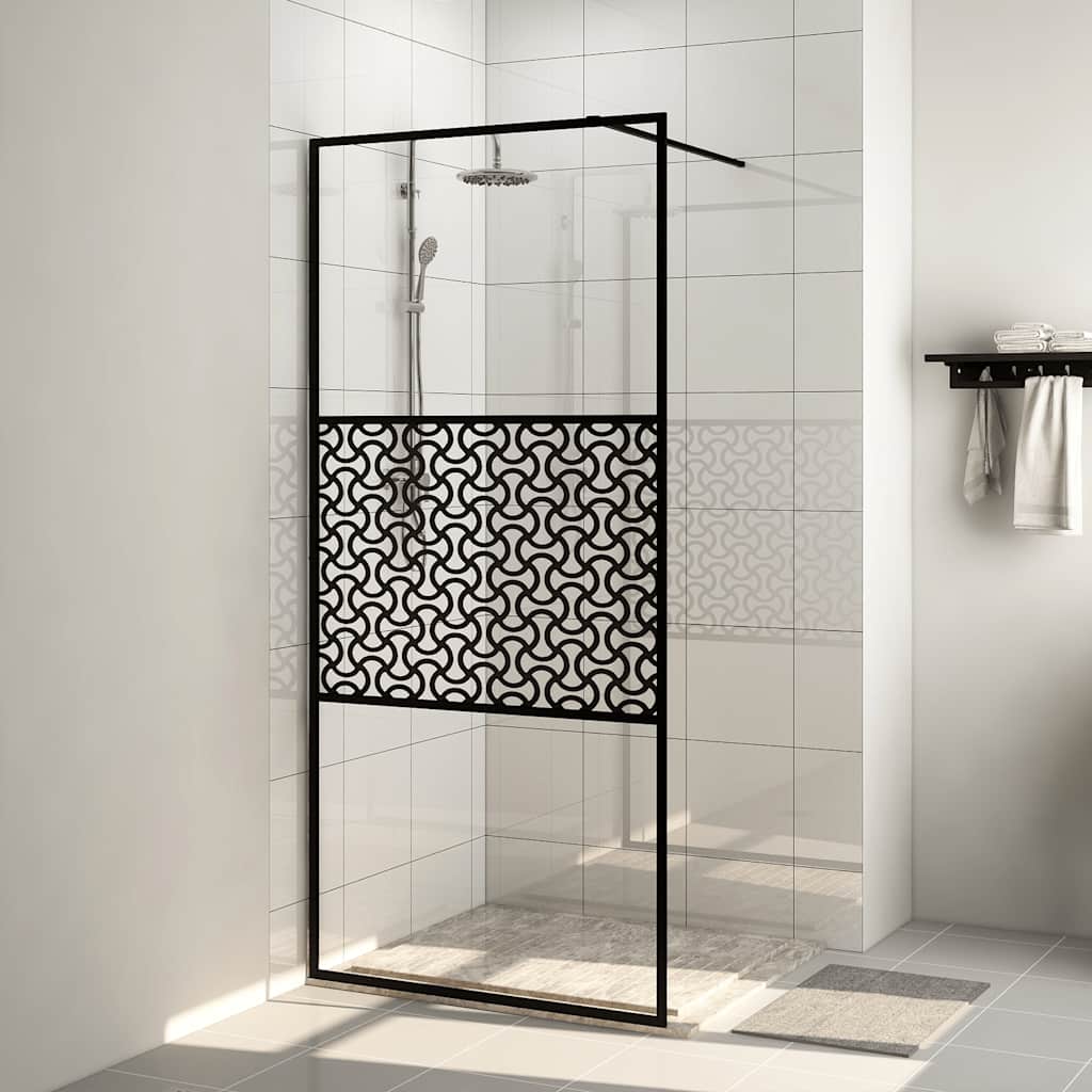 Divisória de chuveiro c/ vidro transparente esg 115x195cm preto