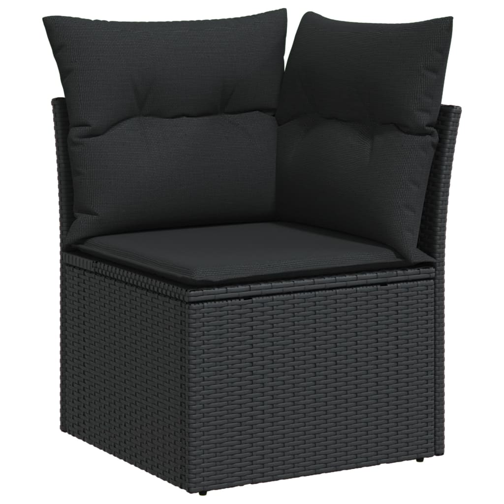 8 Pcs conjunto sofás de jardim com almofadões vime PE preto