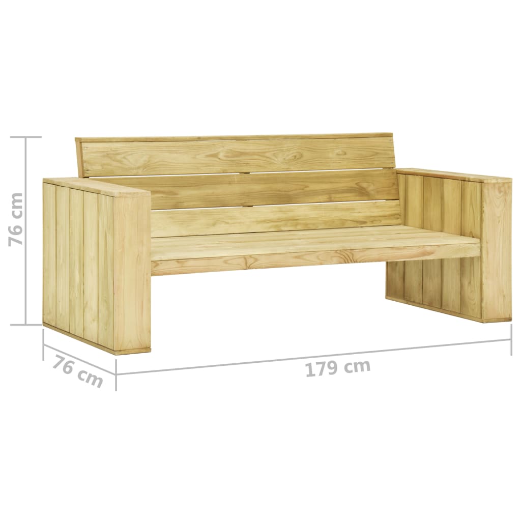 Banco de jardim c/ almofadões cinzentos 179 cm pinho impregnado