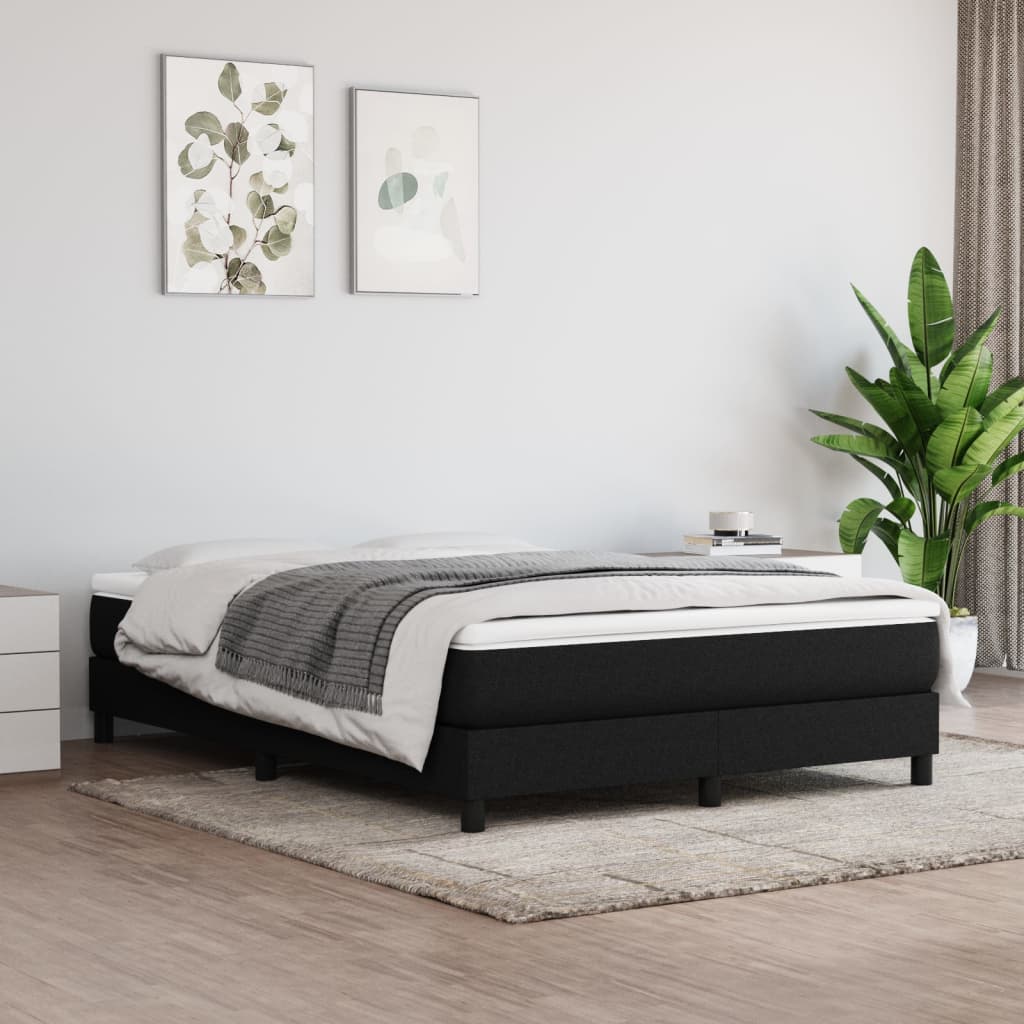 Estrutura de cama com molas 140x190 cm tecido preto