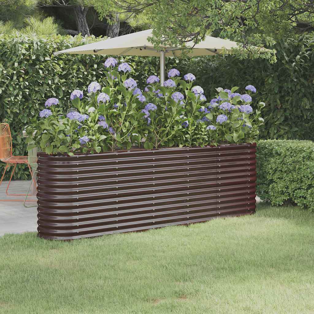 Canteiro elevado jardim 224x40x68cm aço galvanizado castanho