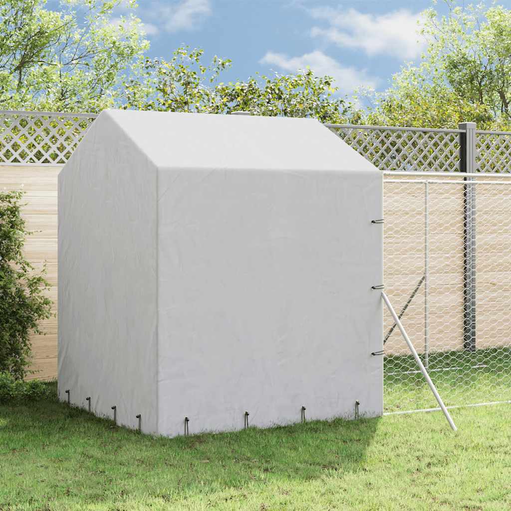 Canil de exterior com teto 2x6x2,5 m aço galvanizado prateado