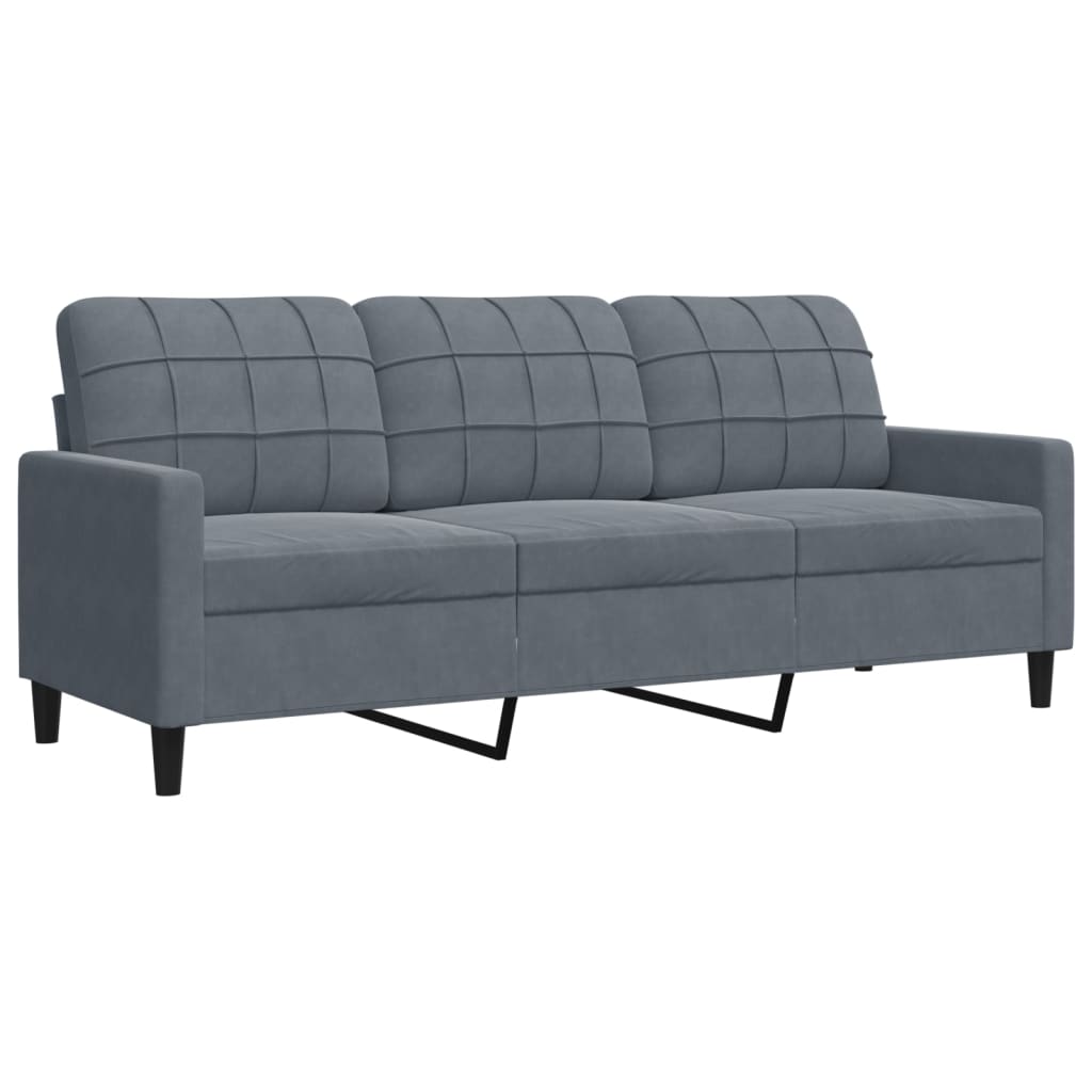 2 Pcs conjunto sofás com almofadões e rolos veludo cinza-escuro