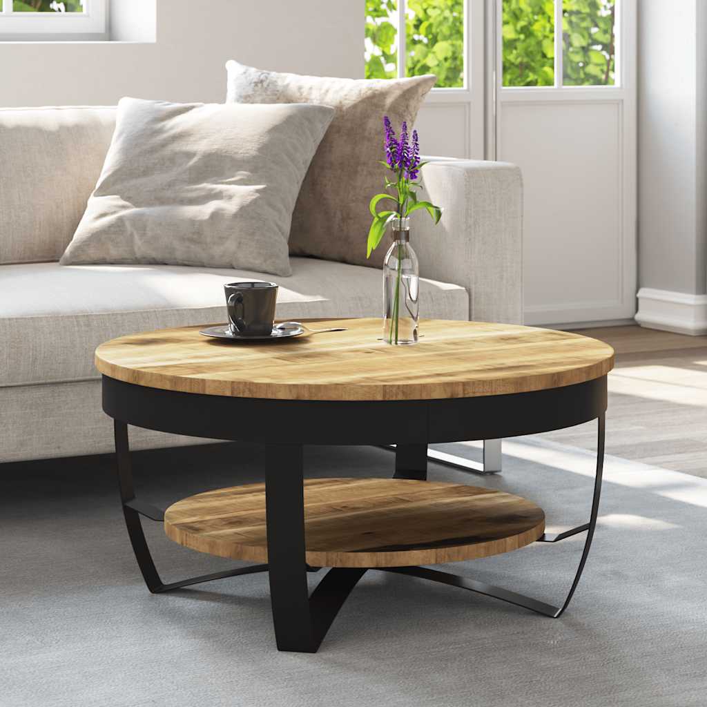 Mesa de centro madeira de mangueira maciça áspera 65x32 cm