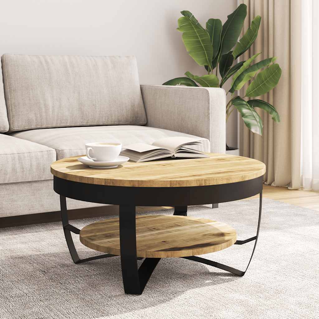Mesa de centro madeira de mangueira maciça áspera 65x32 cm