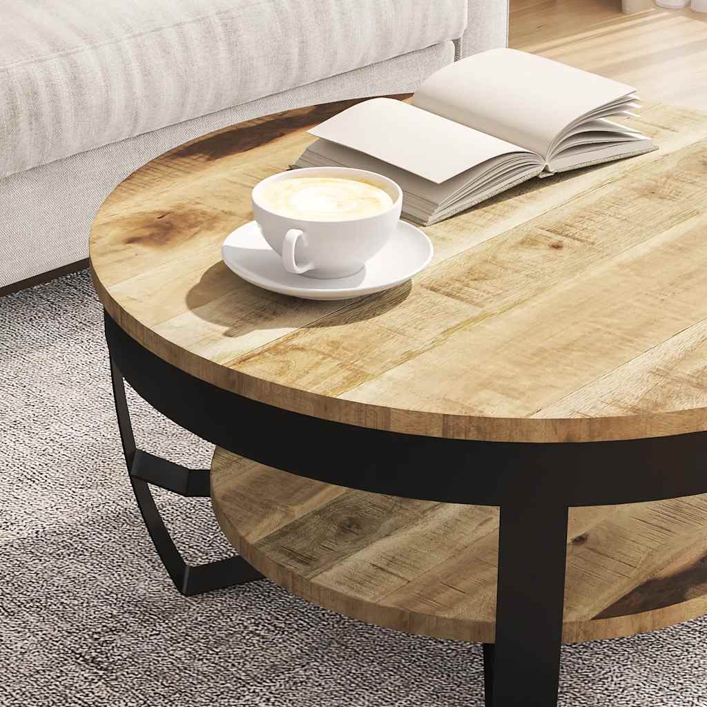 Mesa de centro madeira de mangueira maciça áspera 65x32 cm