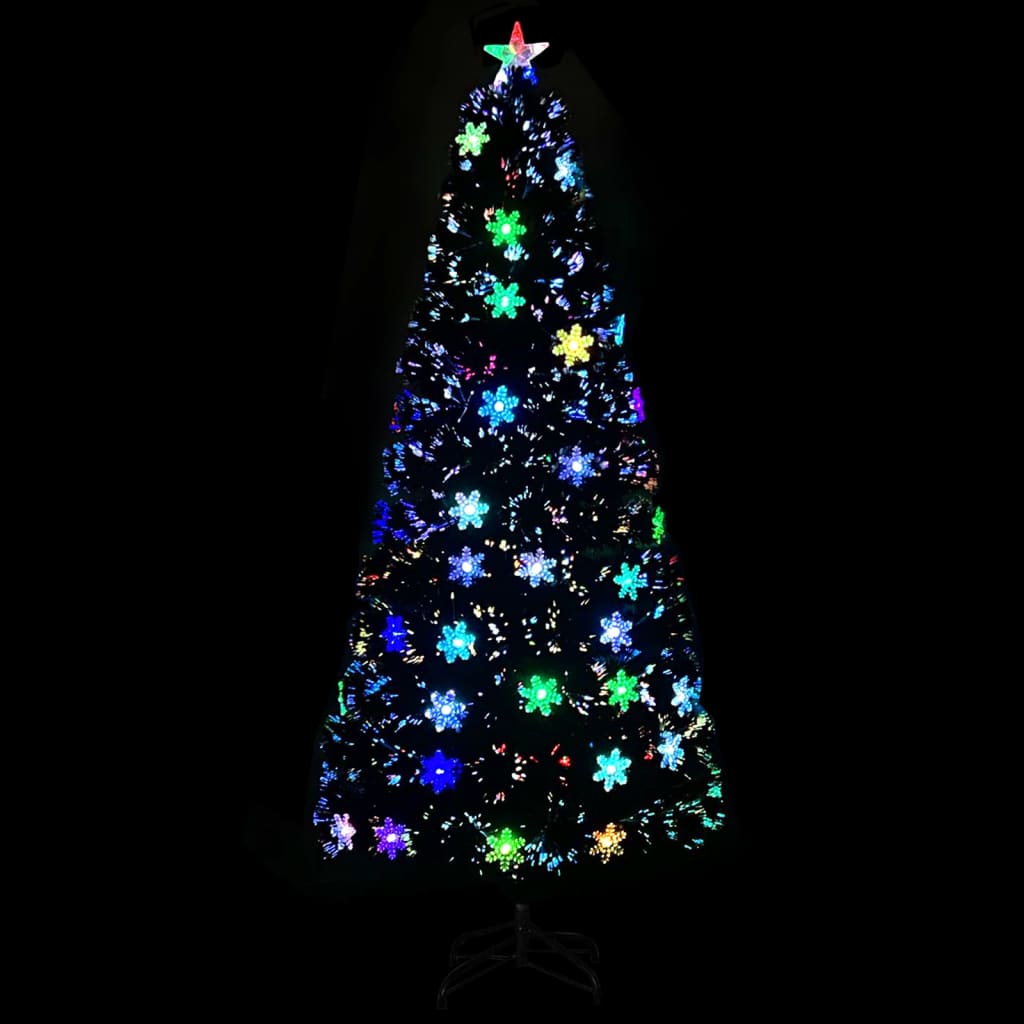 Árvore de natal com flocos de neve LED 180 cm fibra ótica preto