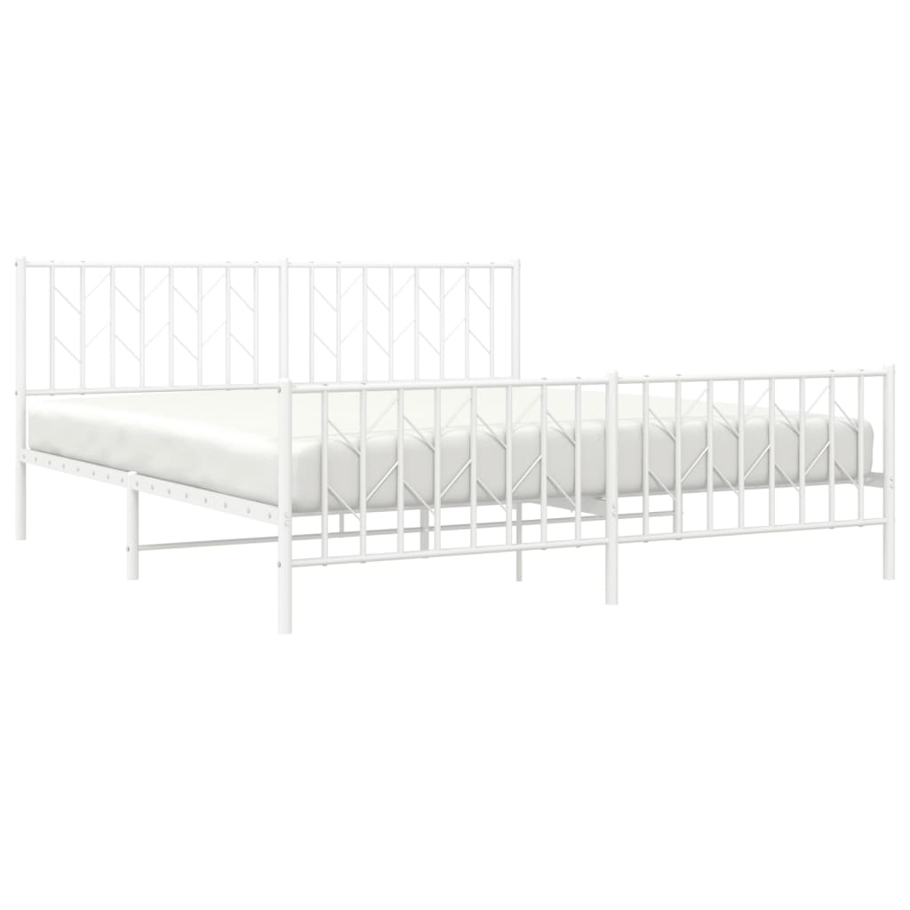 Estrutura de cama com cabeceira e pés 183x213 cm metal branco