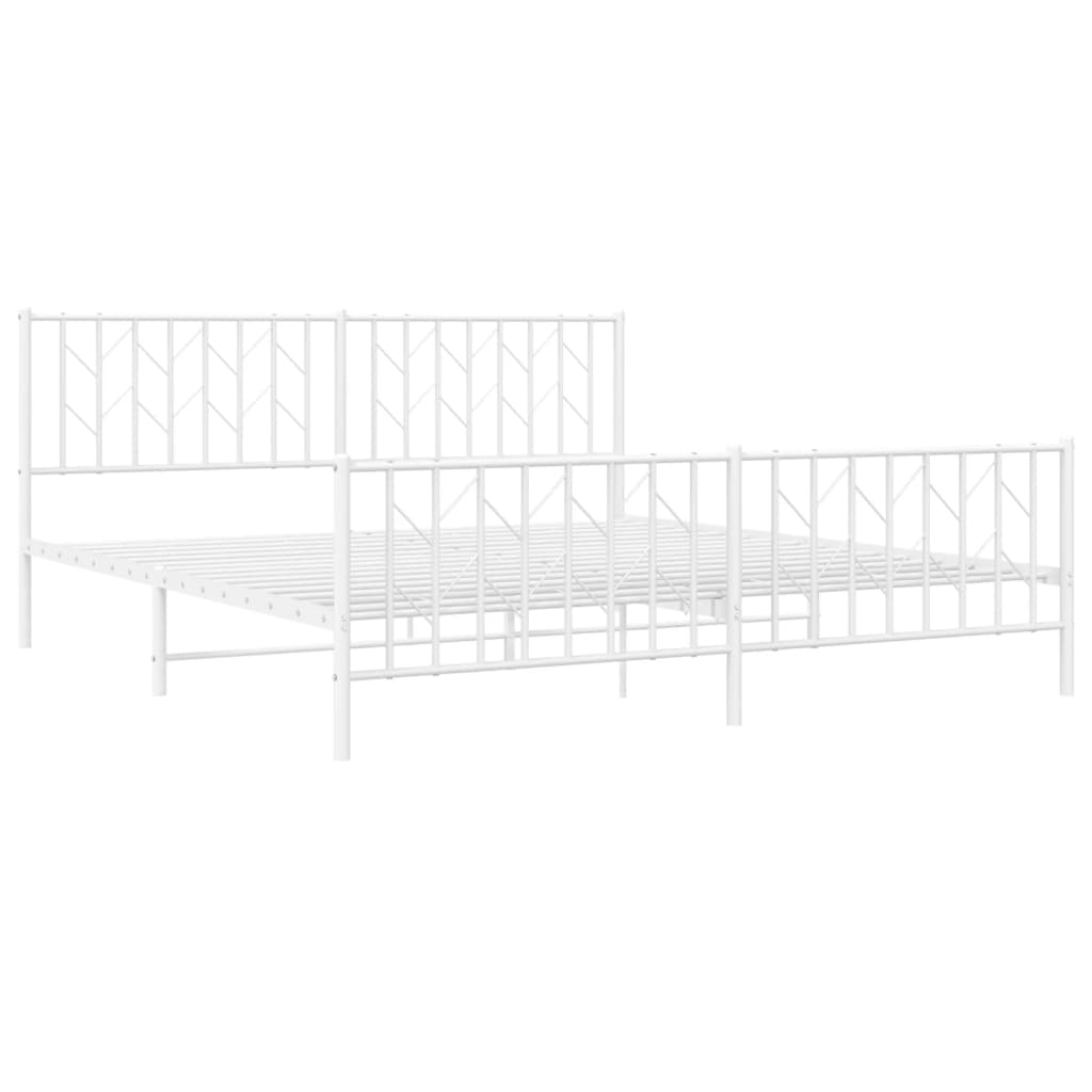 Estrutura de cama com cabeceira e pés 183x213 cm metal branco