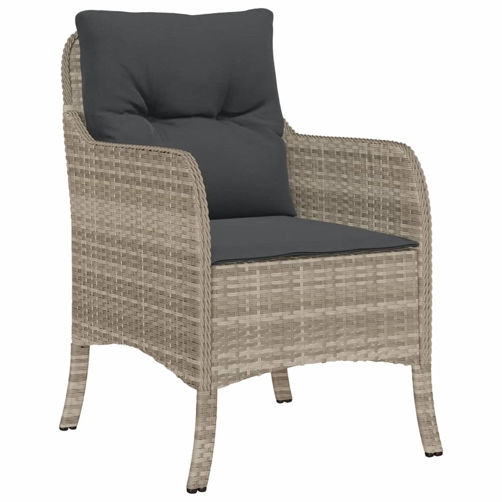 5 Pcs conjunto de jantar p/ jardim c/ almofadões cinzento claro