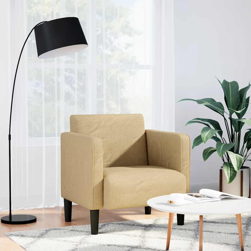 Poltrona com apoio de braços 54 cm tecido corduroy verde cinzento
