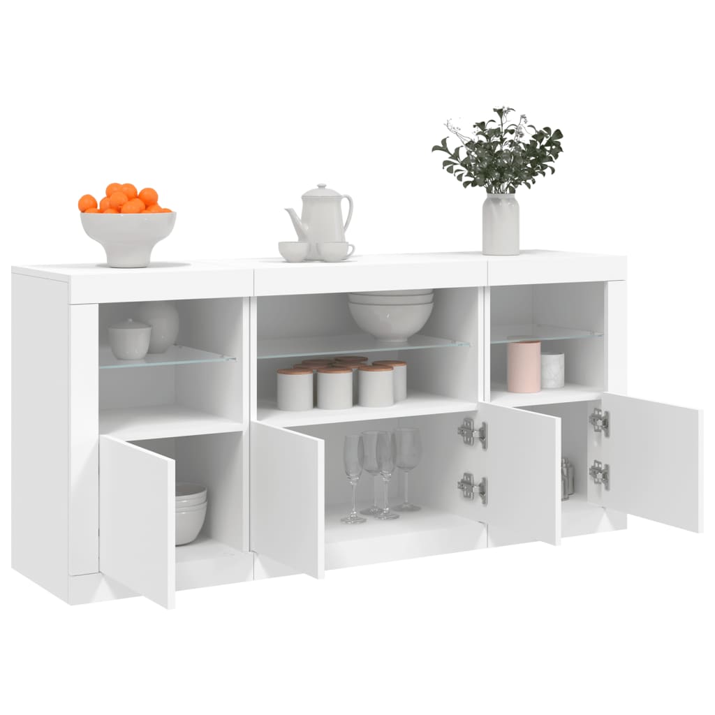 Aparador com luzes LED 142,5x37x67 cm branco