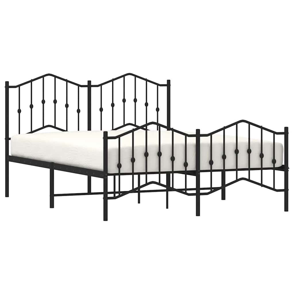 Estrutura de cama com cabeceira e pés 150x200 cm metal preto