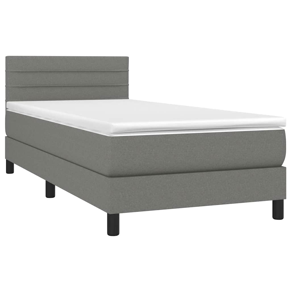 Cama com molas/colchão 80x200 cm tecido cinzento-escuro